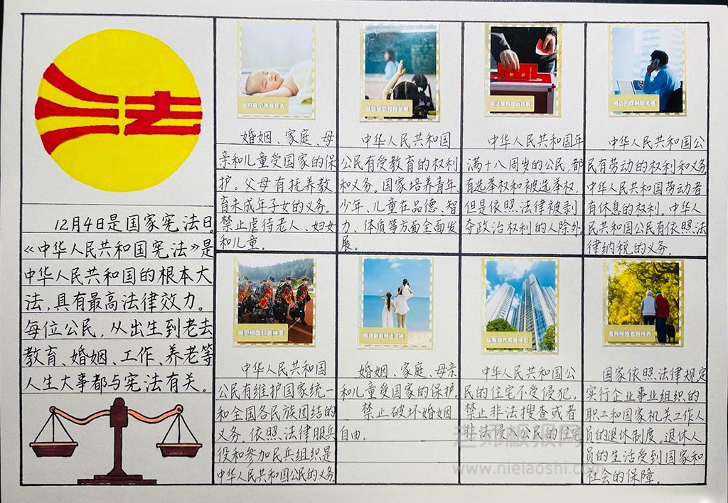《中华人民共和国宪法》主题手抄报图片
