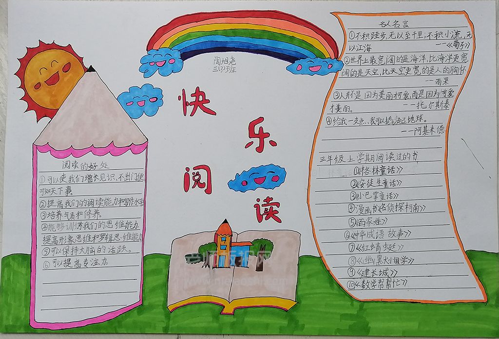 小学三年级快乐阅读手抄报图片