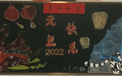 2022元旦快乐吉祥如意黑板报图片