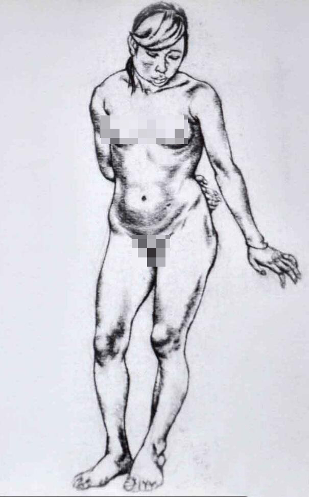 女性人体素描图片 站立人体素描图片
