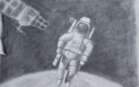 《太空航天员》科技设计素描图片