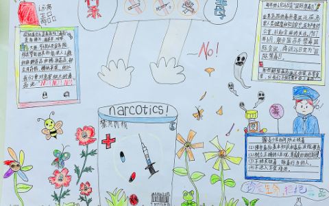 《6月26日国际禁毒日》主题五年级手抄报绘画-内容文字