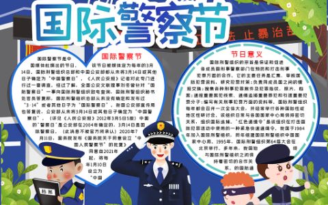国际警察节小报中国人民国际警察手抄报Word电子模板下载