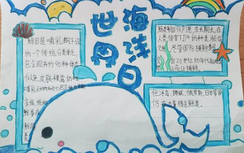 世界海洋生物手抄报绘画图片内容文字-鲸鱼的介绍