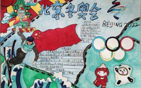 小学生《北京冬奥会》主题会手抄报绘画图片含内容