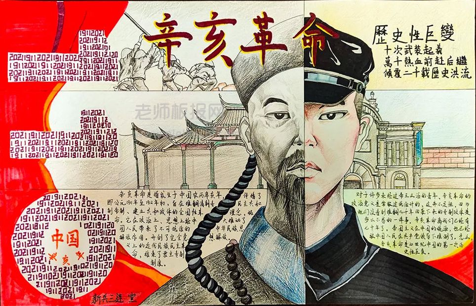 《辛亥革命》主题历史手抄报绘画图片内容文字