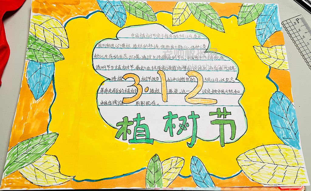 3·12植树节主题学生手抄报绘画图片-内容文字