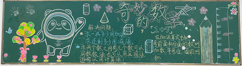 小学生奇妙的数学黑板报绘画图片-内容文字