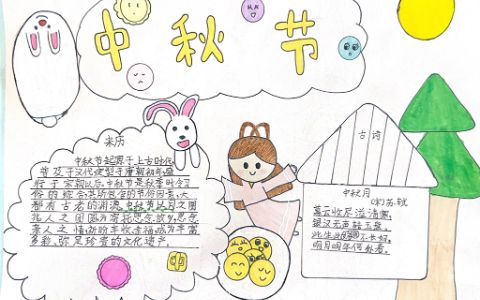 中秋节主题手抄报绘画图片-内容文字简单漂亮