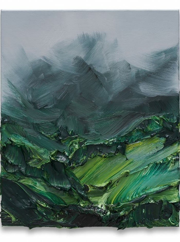 山峰景色色彩画作品临墓图片·色块式的绿山色彩画欣赏