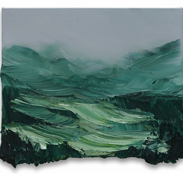 山峰景色色彩画作品临墓图片·色块式的绿山色彩画欣赏