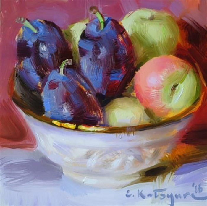 水果静物油画欣赏作品·色彩静物里的光感油画