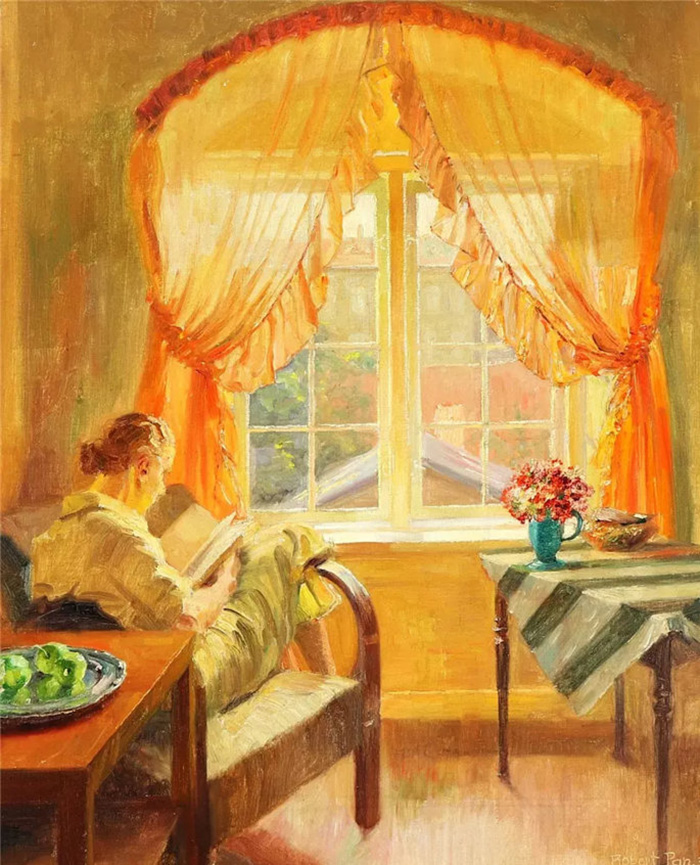 油画欣赏《坐在窗边的女人》油画作品集