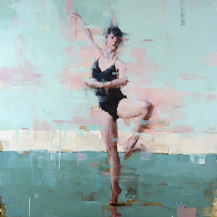 芭蕾舞女孩油画图·单人舞油画作品欣赏