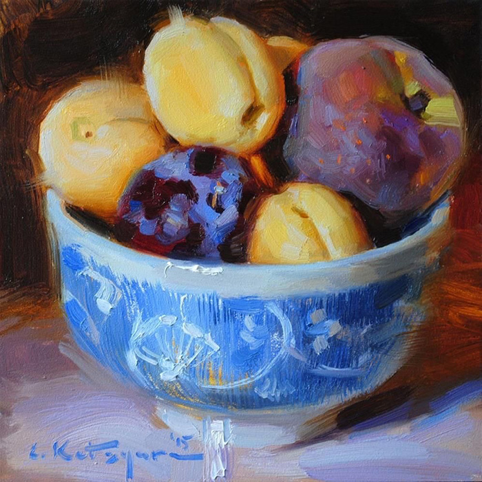 水果静物油画欣赏作品·色彩静物里的光感油画