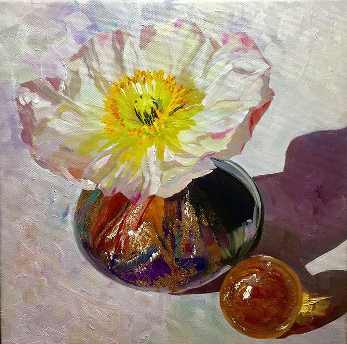 彩色花卉静物油画作品欣赏·花与瓷油画图