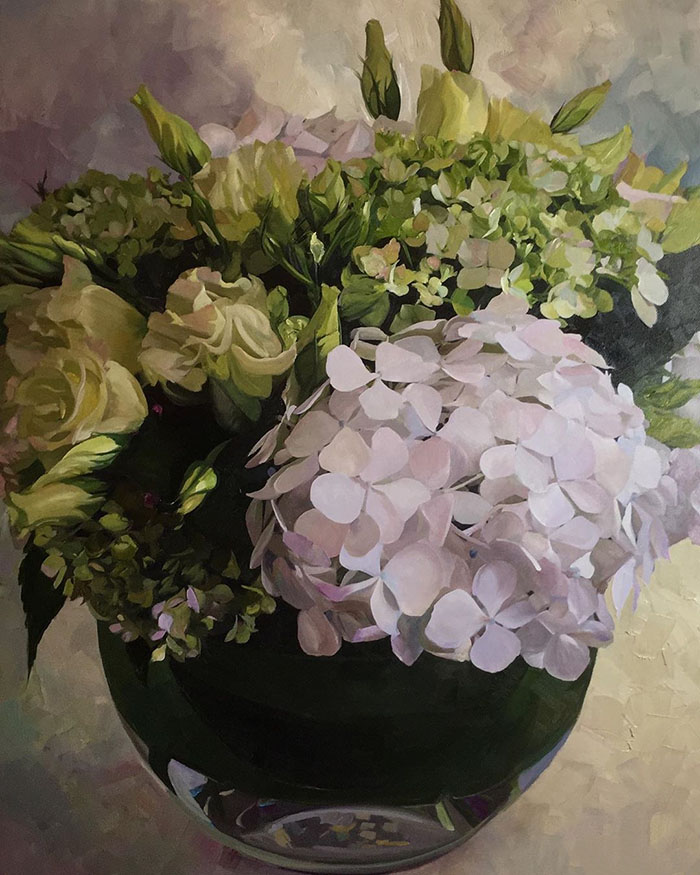彩色花卉静物油画作品欣赏·花与瓷油画图