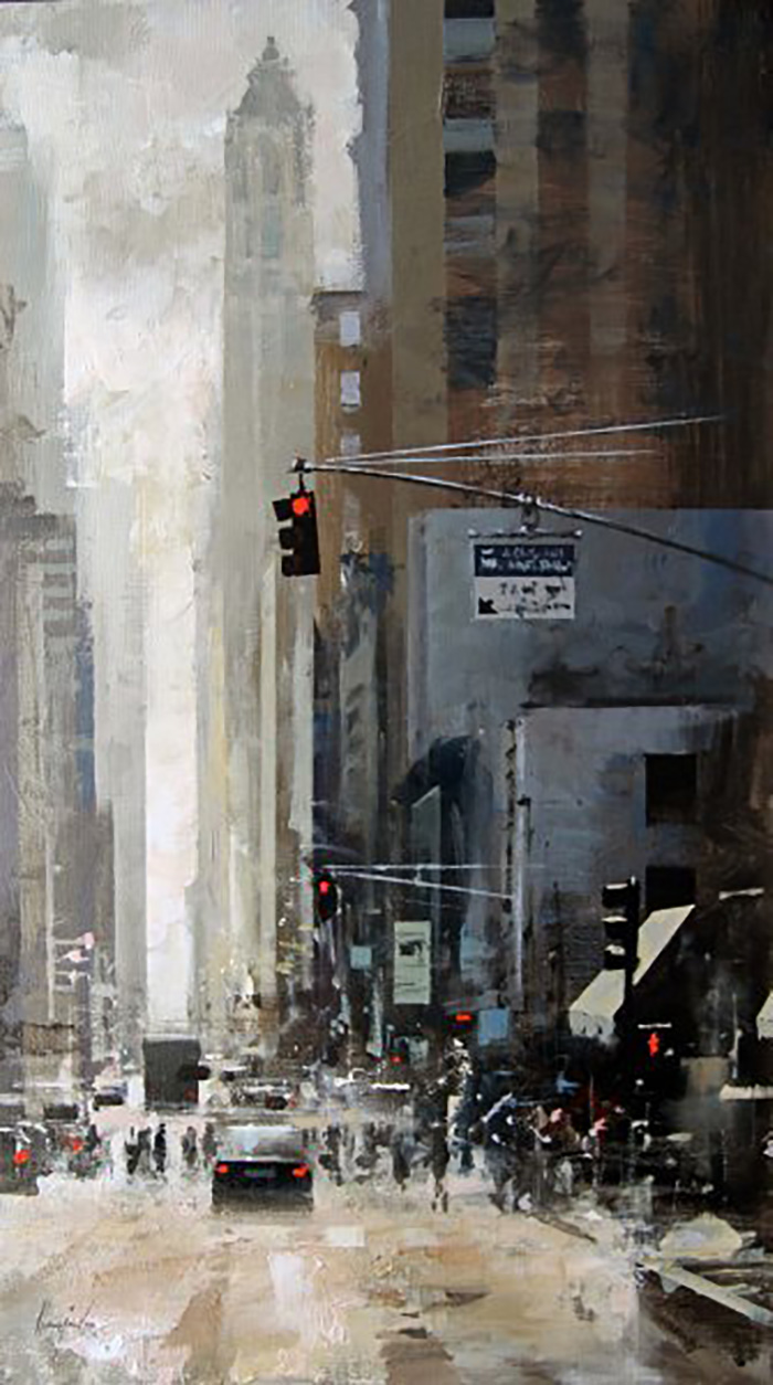 城市街景油画欣赏·不同时刻的场景油画图