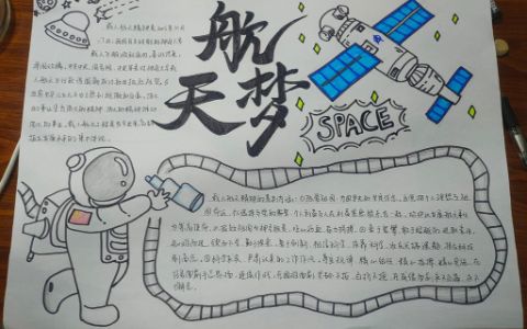 放飞中国航天梦手抄报绘画图片-含文字内容