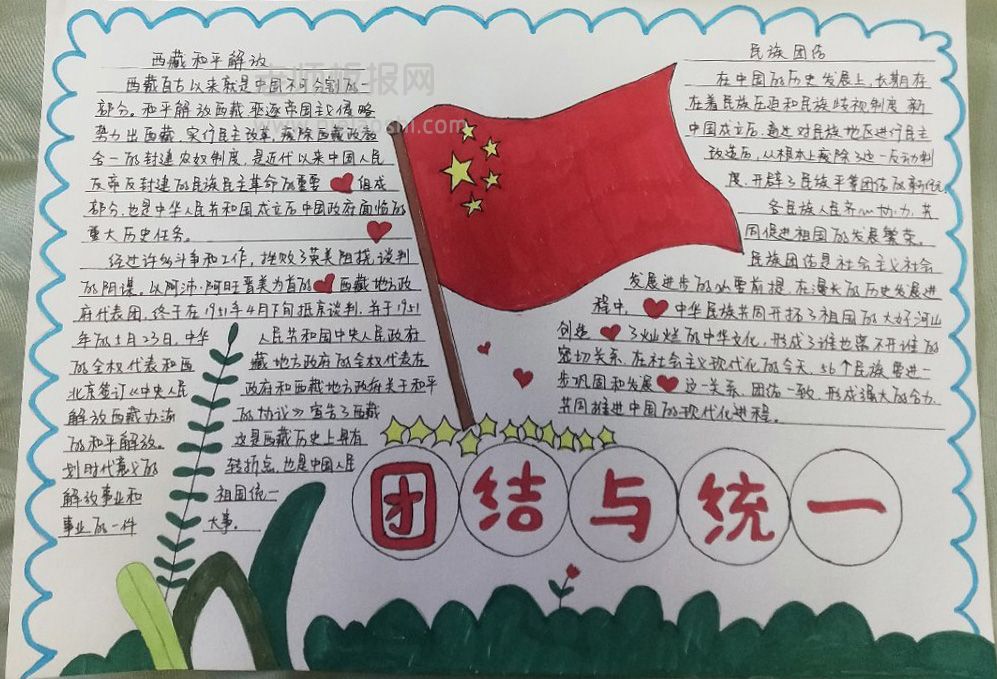 《民族团结一家亲 同心共筑中国梦》主题手抄报绘画图片
