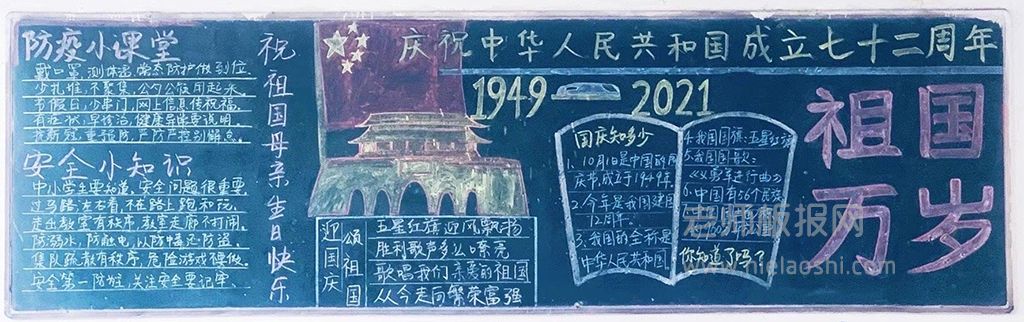 1949-2021庆祝中华人民共和国成立七十二周年黑板报