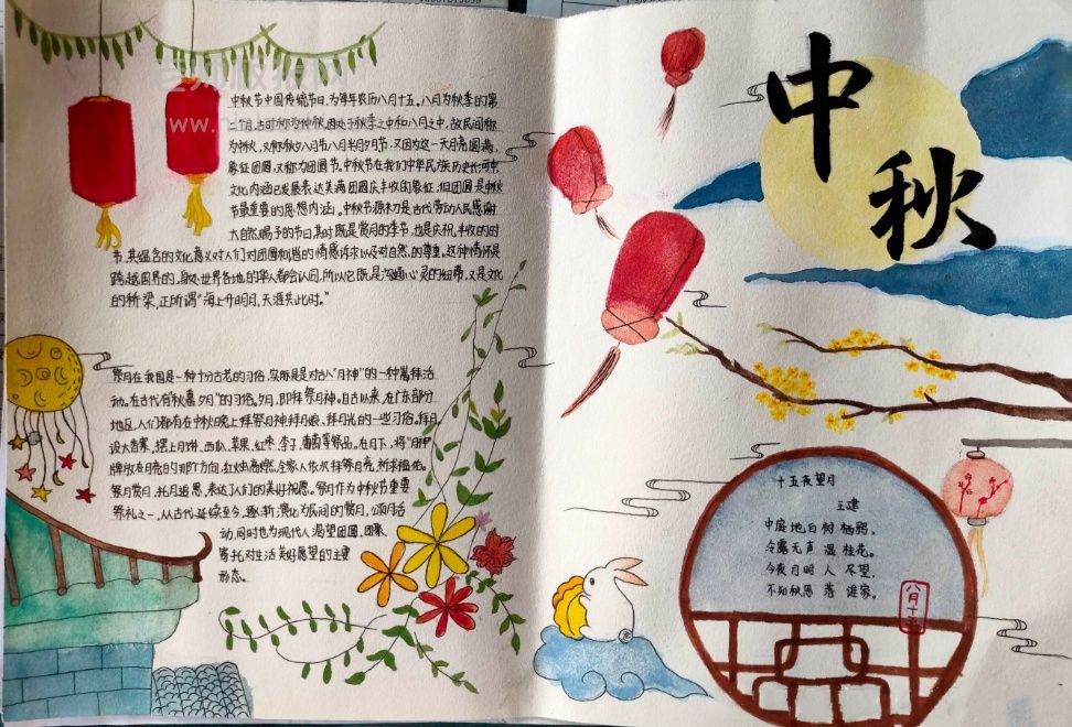 手抄报·中秋节-中国四大传统节日之一中秋节