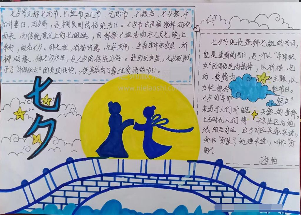 七夕节(中国传统节日)手抄报绘画图片-七夕节内容文字素材