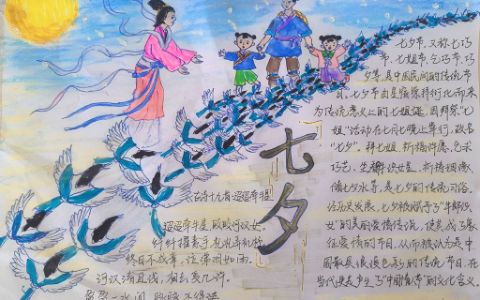 2022最新七夕传统节日主题手抄报图片-版面-图片-文字