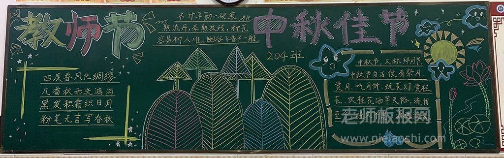 2022最新版·教师节遇中秋节黑板报图片-双节黑板报
