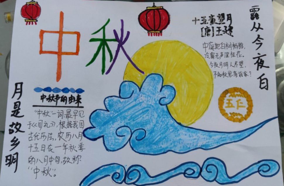 2022中秋节手抄报图片4张,为孩子收藏!月亮·月饼·玉兔·嫦娥