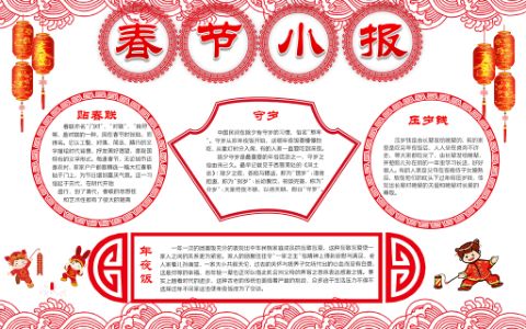 春节电子小报word模板-新年电子小报word电子模板