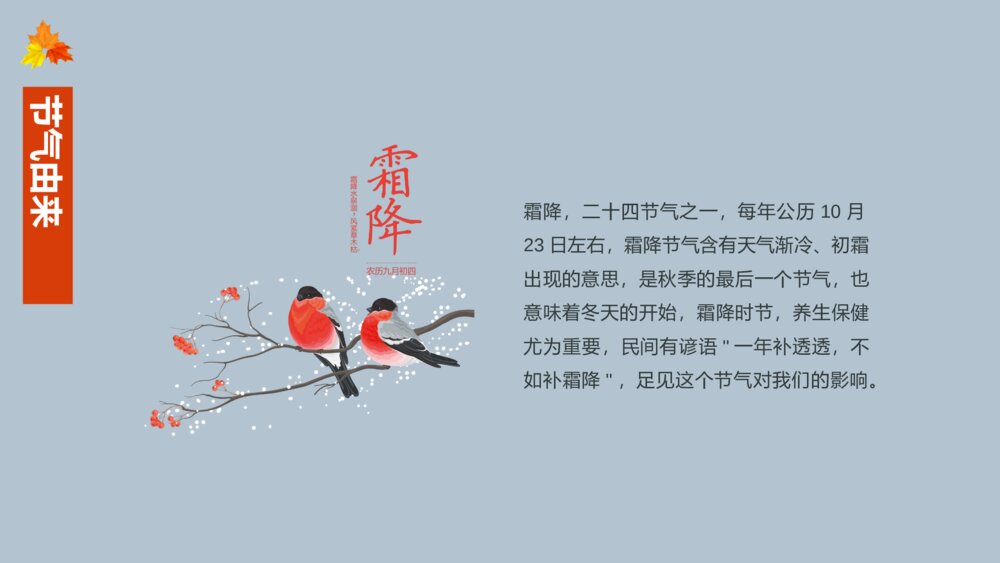 中国传统二十四节气霜降节气主题介绍PPT课件(内容文字可编辑修改)4