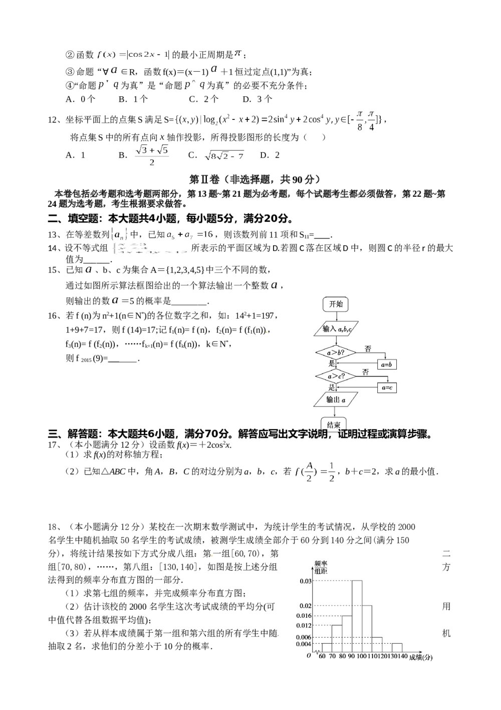 2015江西省重点中学盟校高三数学(文科)试卷+答案2