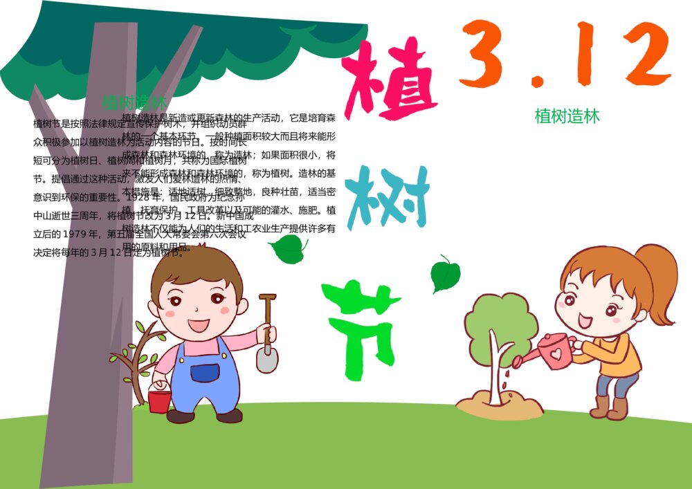 3·12植树节电子小报·植树造林保护地球手抄报word模板下载