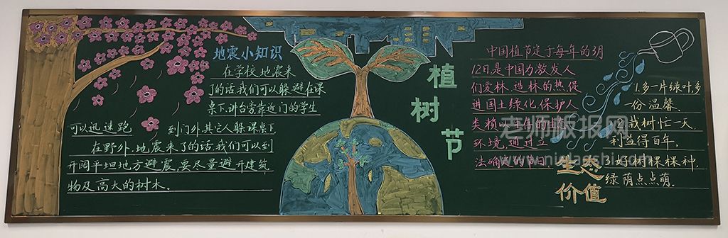 3·12植树节主题校园黑板报图片简单清晰