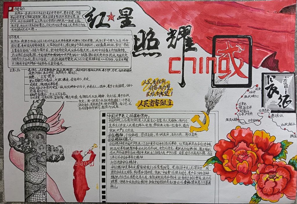 红星照耀中国主题手抄报 红星照耀中国手抄报素材图片内容文字
