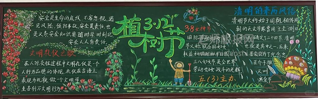 小学中年级”3.12植树节“主题黑板报图片（3张）植树节黑板报