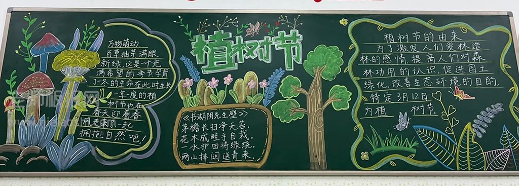 种一个绿色的梦黑板报 植树节黑板报图片（2张）