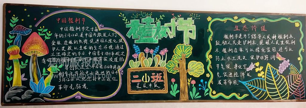 3张·植树节专题黑板报图片《不负好春光播撒一片绿》