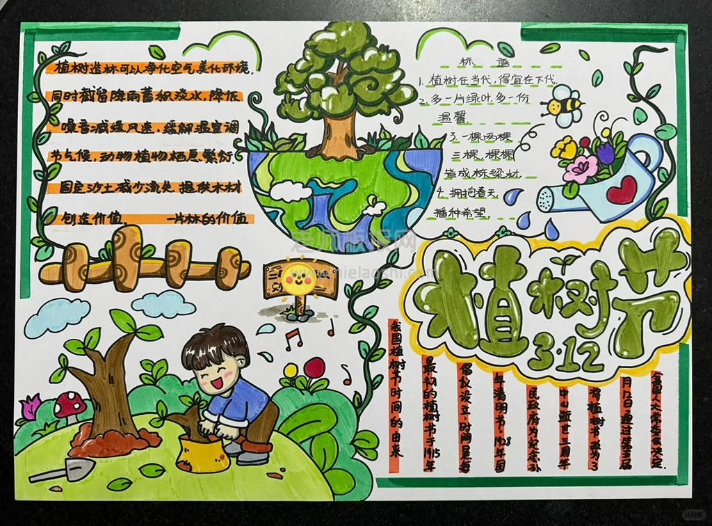 小学生”植树节“手抄报图片简单又好画 （2张）植树节手抄报