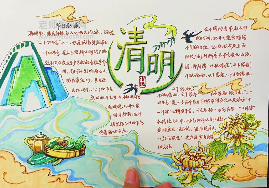 清明节祭英烈手抄报图片（2张）小学生清明节手抄报绘画