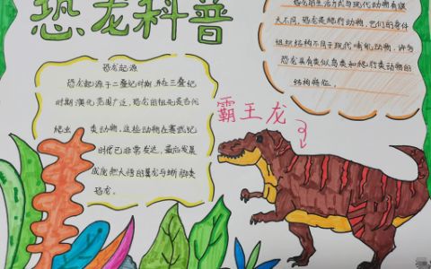 恐龙科普手抄绘画图片（2张）恐龙博物馆手抄报高清漂亮