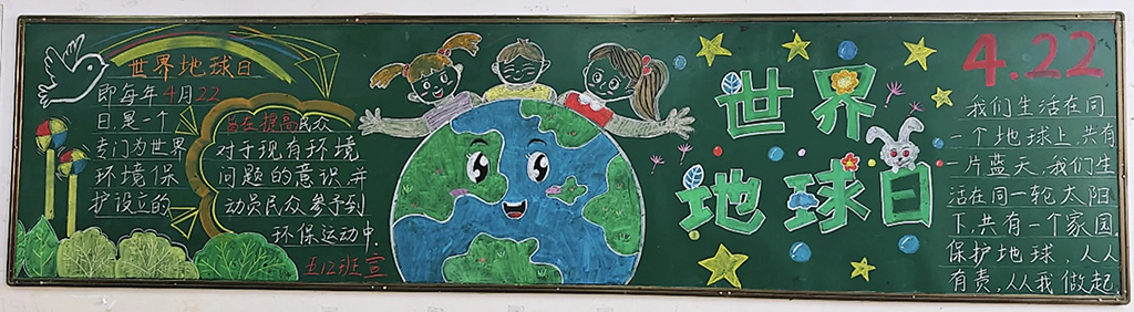 《节能环保绿色校园》世界地球日黑板报画（2张）