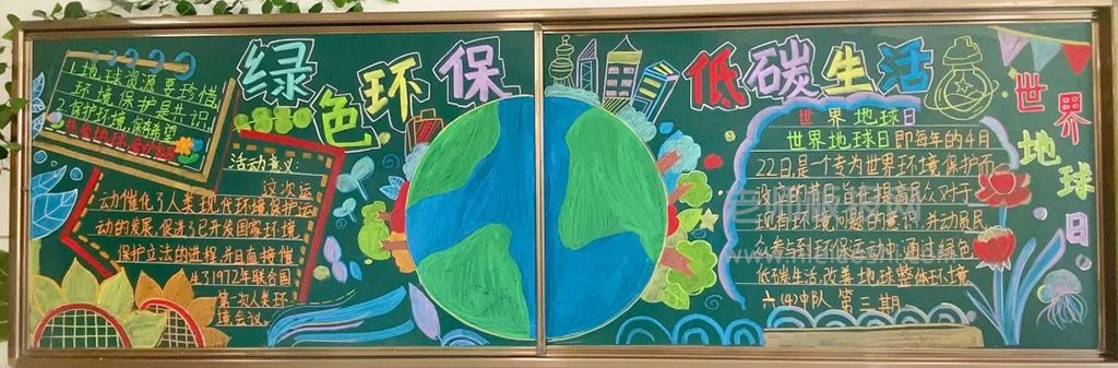 《绿色环保 低碳生活》世界地球日黑板报画（1张）六年级