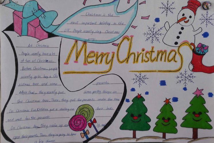 简单又漂亮的英语圣诞节手抄报 英语圣诞节手抄报
