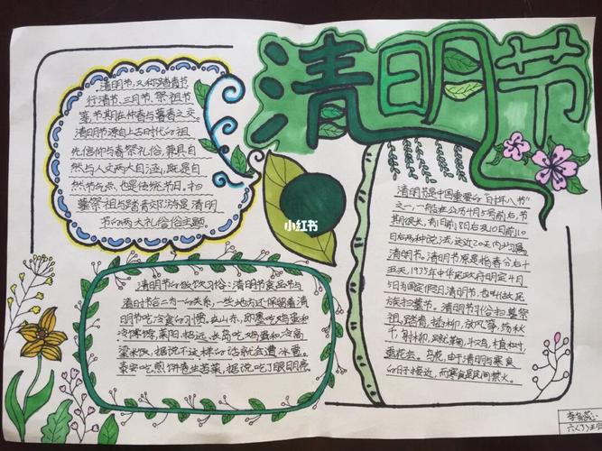 一二三年级学画清明节手抄报 三年级学生手抄报