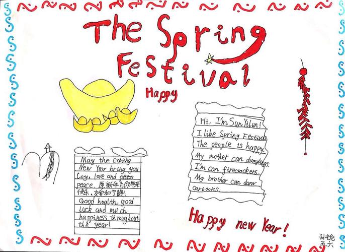 springfestival手抄报英文龙年 手抄报版面设计图
